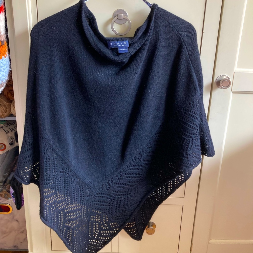 MAG cashmere poncho, black, one size